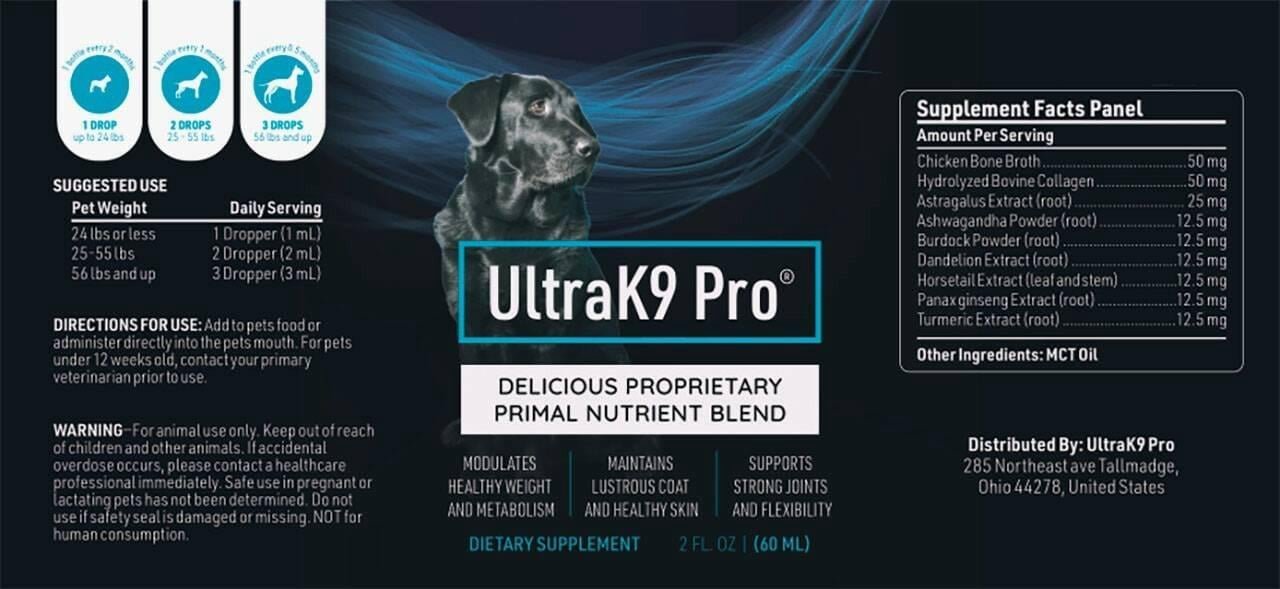 UltraK9 Pro Dog Supplement Ingredients